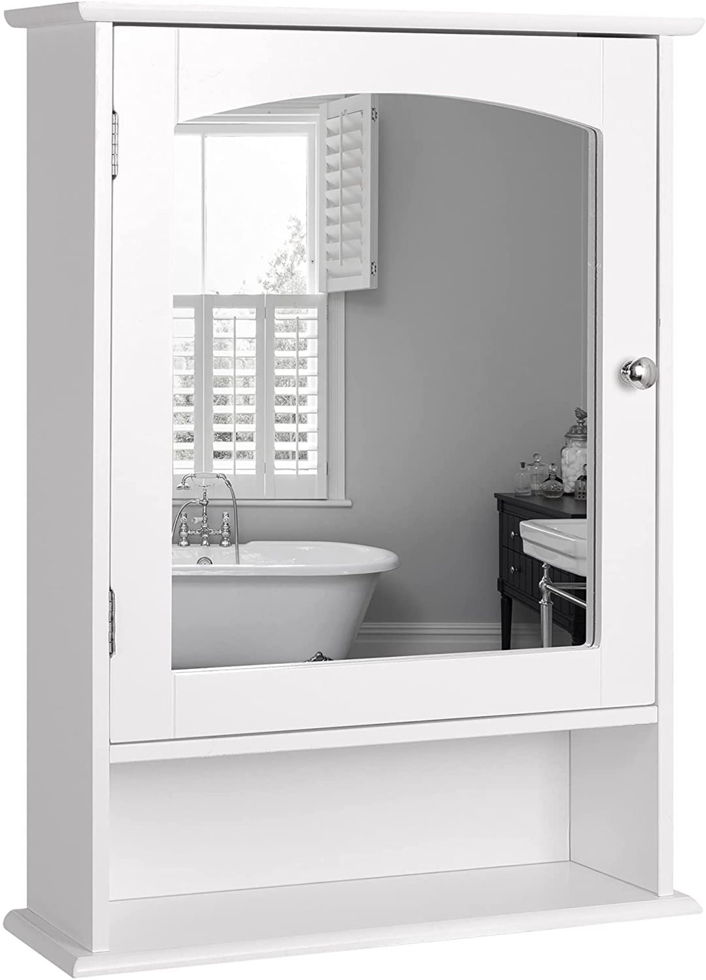 Lantaly Bathroom Medicine Wall Mounted Mirror Cabinet with Single Door & Adjustable Shelf