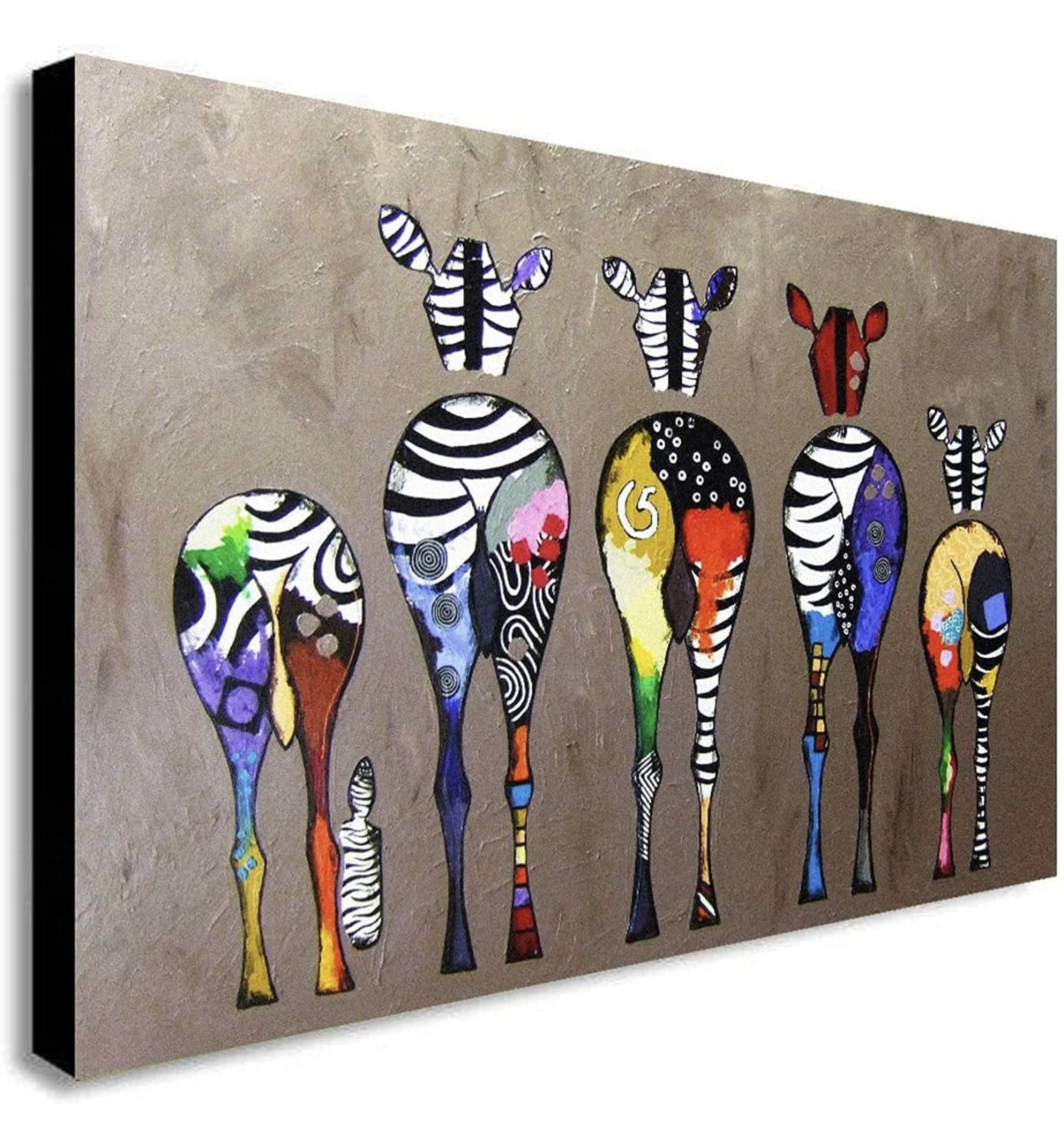 Zebras Abstract Colourful Canvas Wall Art 32 x 24 Inch RRP £37.99