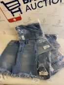 RRP £330 Set of 11 x Roskiky Women's Casual Denim Skirt Raw Hem Pockets Fringed Short Jean Skirt