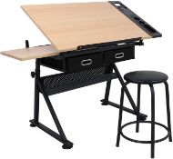 RRP £121.99 Display4Top Adjustable Tilting Drawing Workstation Engineering Table with Stool