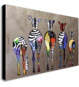 Zebras Abstract Colourful Canvas Wall Art 32 x 24 Inch RRP £37.99