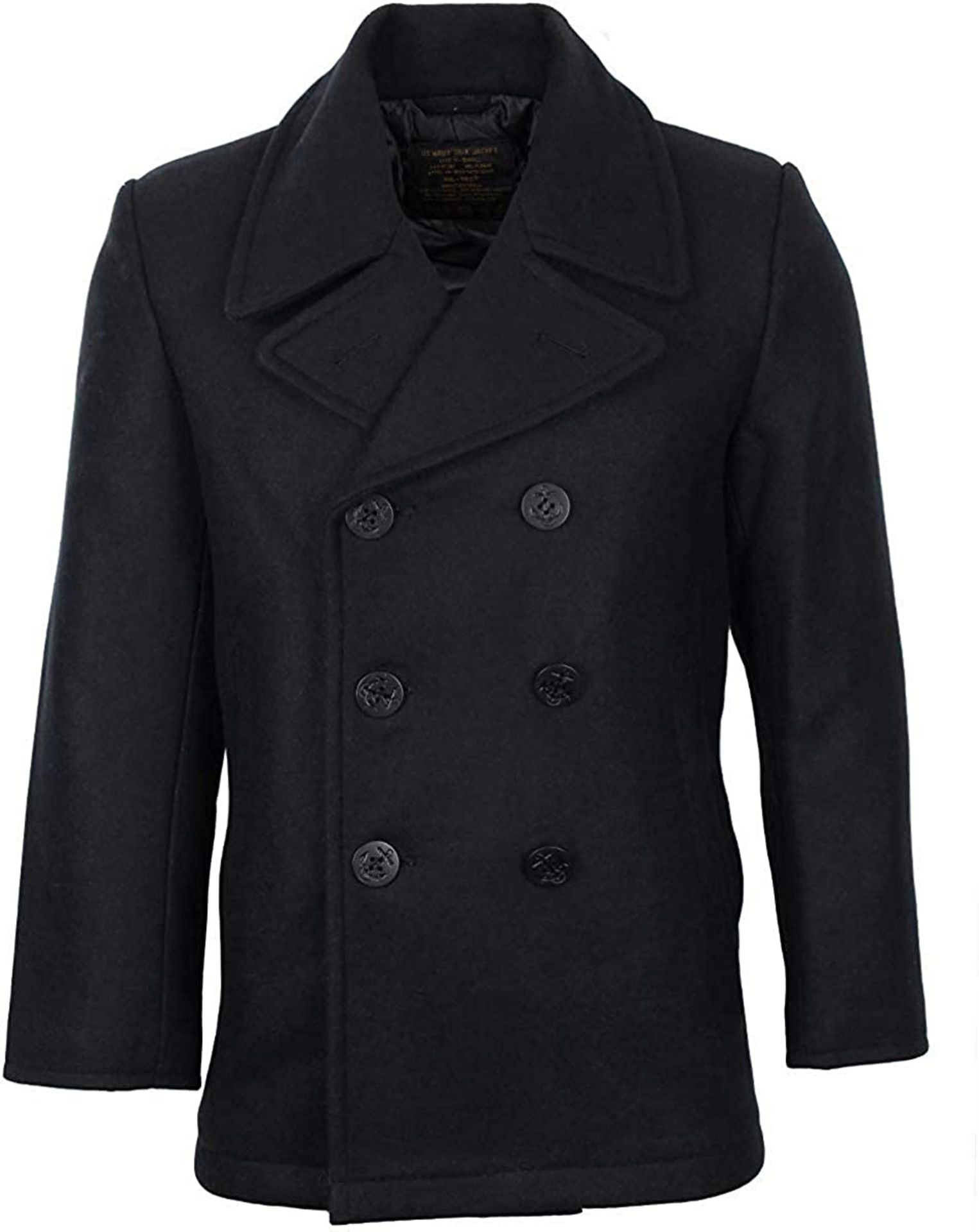 Mil-Tec Men's US Navy Pea Coat Black, X-Large RRP £79.99