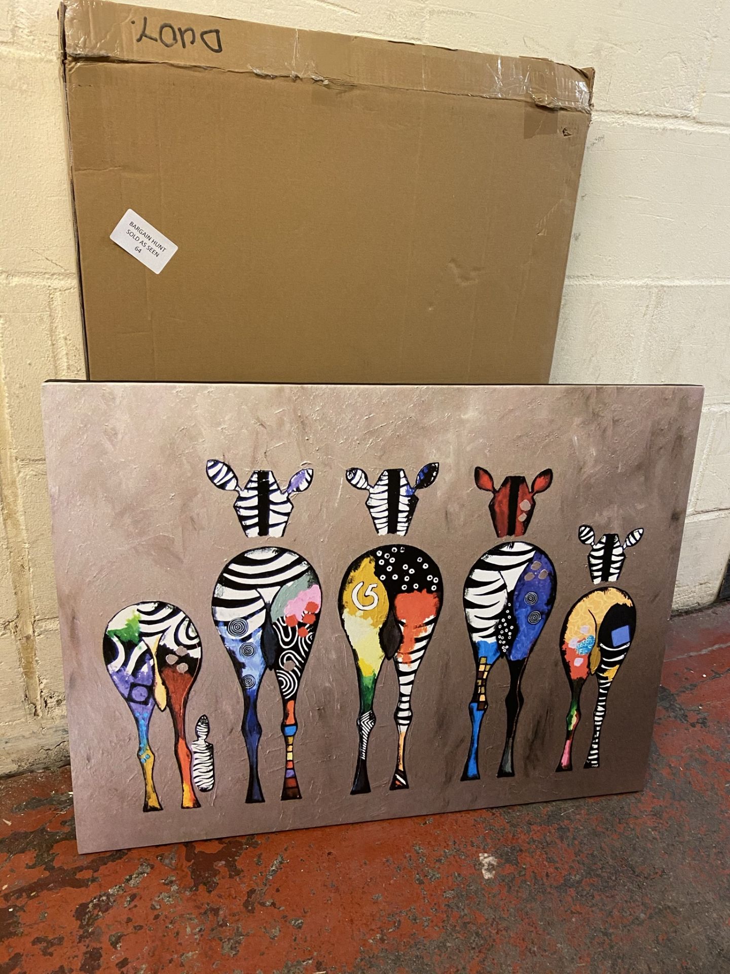 Zebras Abstract Colourful Canvas Wall Art 32 x 24 Inch RRP £37.99 - Image 2 of 2