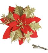 RRP £240 Set of 24 x Artificial Flowers 12 Pack Red Flowers with Clips