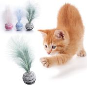 RRP £144 Set of 16 x Cat Toys Indoor Kitten Toy Interactive Gifts Accessories Feather Balls