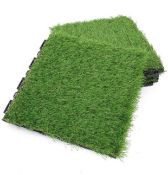 Artificial Grass Turf Tile, Interlocking Grass Rug 8 Pack RRP £53.99