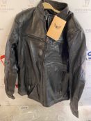 Leatherick Men's Premium Genuine Leather Black Biker Jacket, XL RRP £129.99