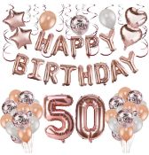Howaf Rose Gold 50th Birthday Party Decorations Kit, Set of 16 RRP £256