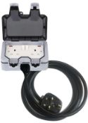 RRP £67.99 WMLBK Double Weatherproof Outdoor Switched Power Socket 25M Extension Cable