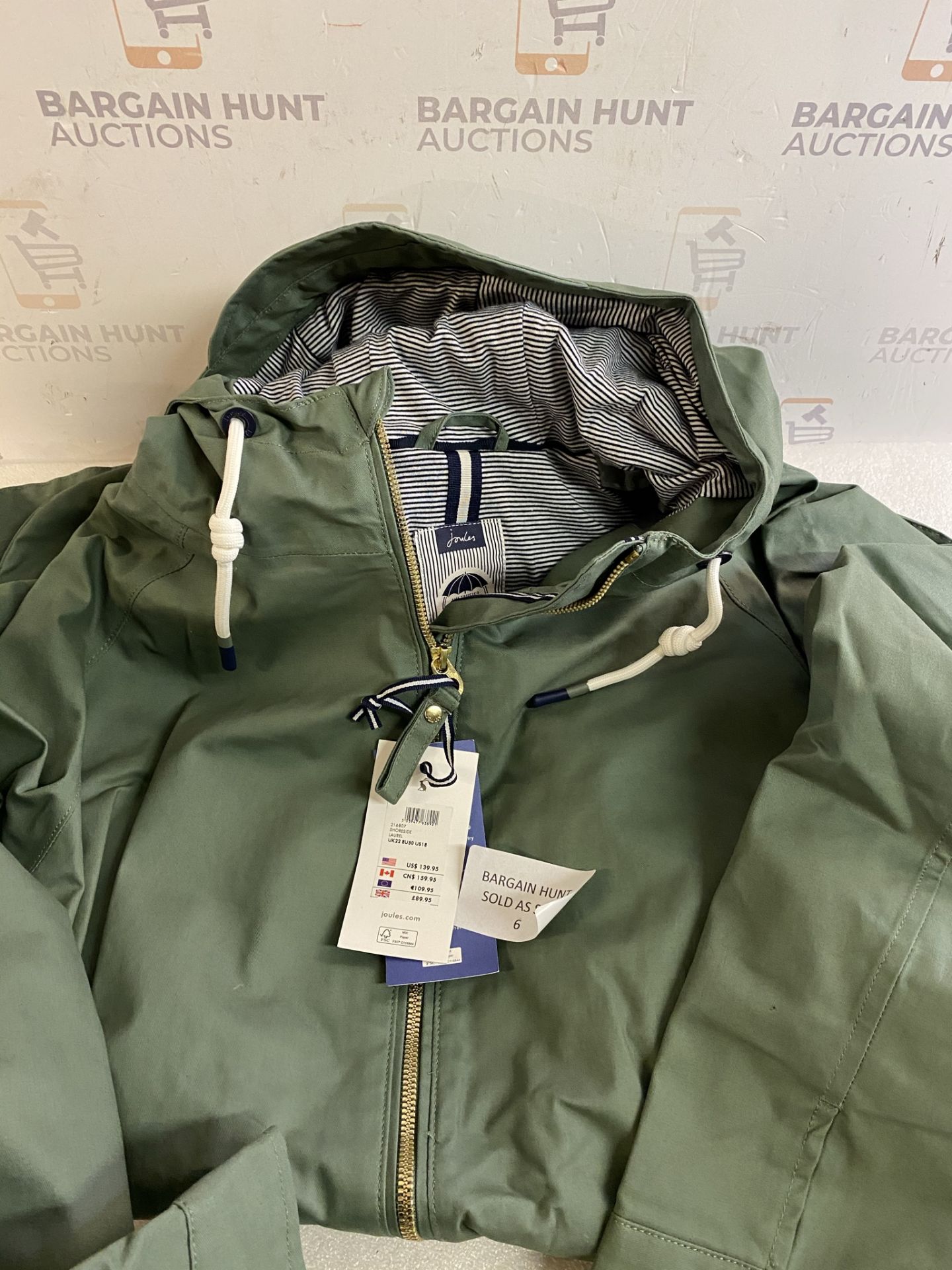 Joules Women's Shoreside Raincoat, Laurel, UK 22 RRP £89