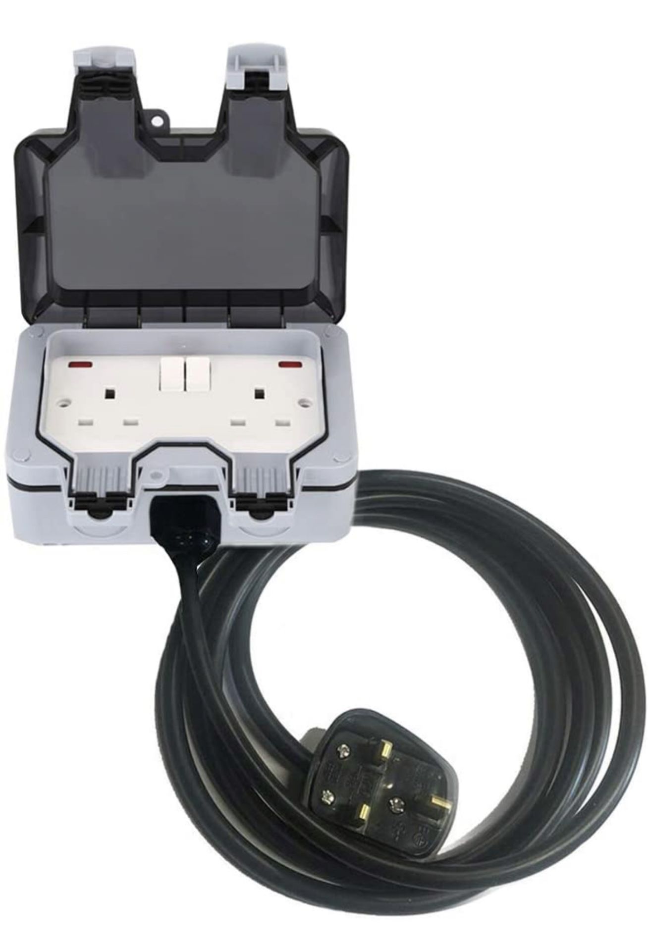 RRP £67.99 WMLBK Double Weatherproof Outdoor Switched Power Socket 25M Extension Cable