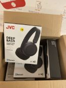 RRP £100 set of 4 x JVC Wireless Bluetooth Foldable Deep Bass HA-S31BT Headphones