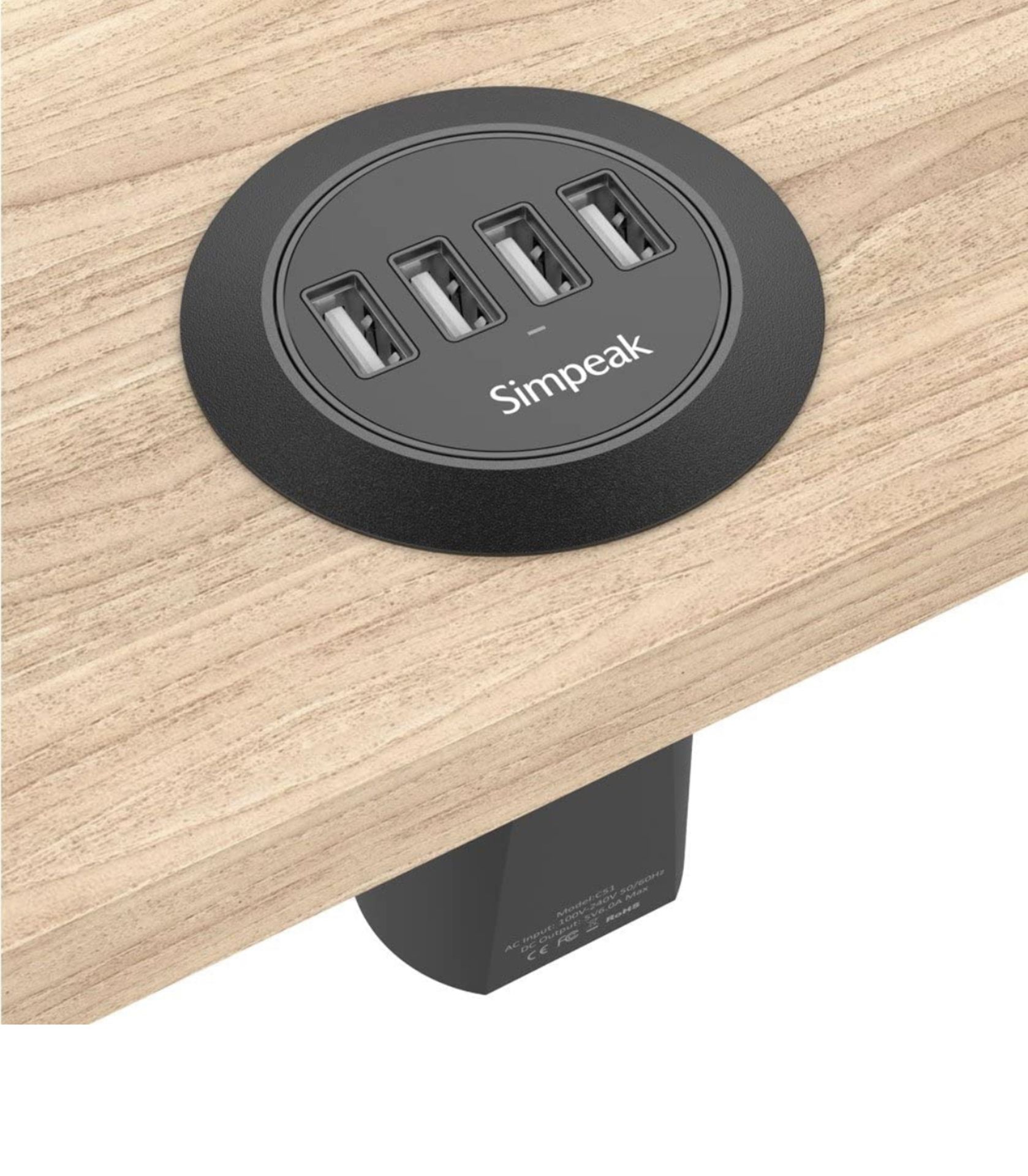 Simpeak 2"-2.4" Grommet Hole Desk Charger with 4 USB Ports, Set of 2 RRP £50