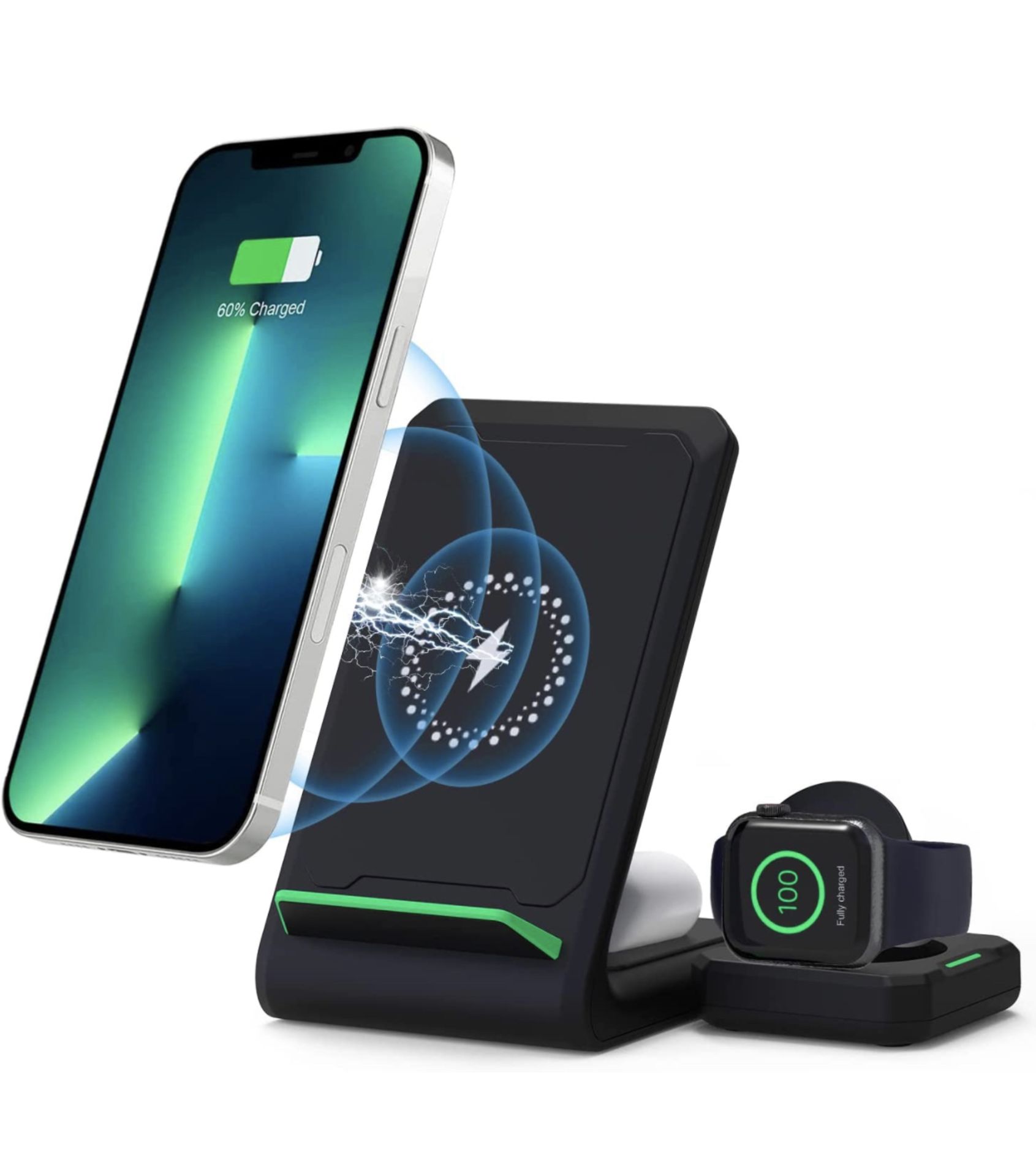 RRP £180 Set of 9 x Olimoxi Wireless Charger Stand, 3-In-1 Wireless Charging Station