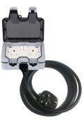 RRP £67.99 WMLBK Double Weatherproof Outdoor 25M Extension Cable Switched Power Socket
