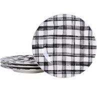 Bico Black and White Plaid Ceramic Salad Plates, 22 cm, Set of 4 RRP £39.99