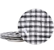 Bico Black and White Plaid Ceramic Salad Plates, 22 cm, Set of 4 RRP £39.99