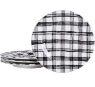 Bico Black and White Plaid Ceramic Salad Plates, 22 cm, Set of 4 RRP £39.99