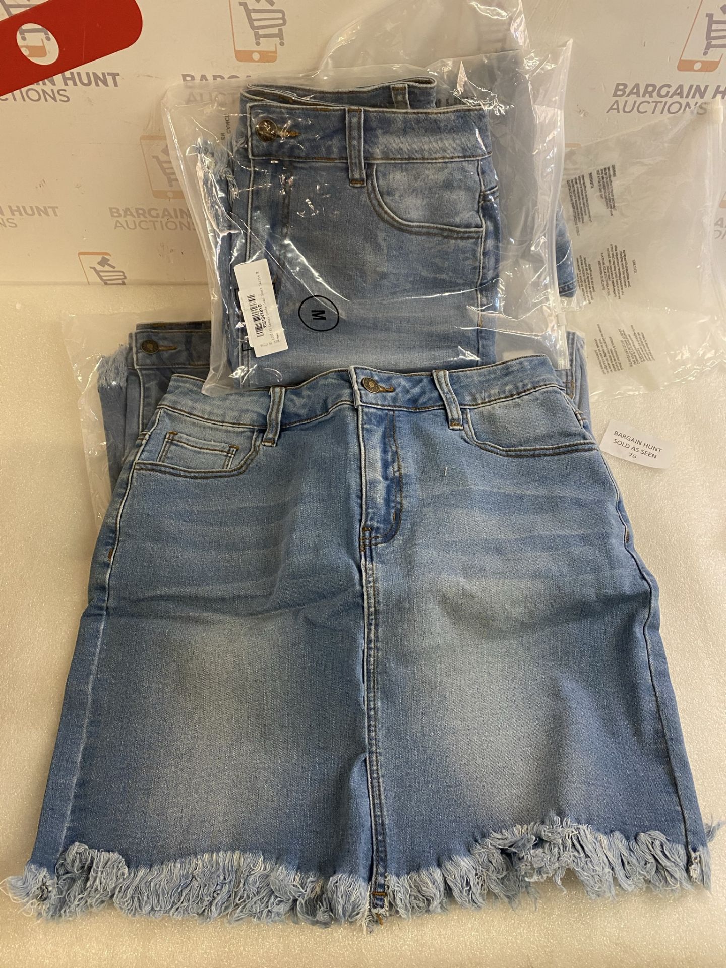 RRP £180 Set of 6 x Roskiky Women's Casual Denim Skirt Raw Short Jean Skirt, Medium