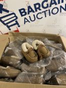 RRP £350 set of 35 x Merrimac Kids Dinghy Fuzzy Faux Suede Memory Foam Moccasin Shoes