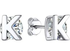 RRP £216 Set of 16 x Prosilver Women Bling 925 Silver Initial Earrings (3 x K, 13 x M)