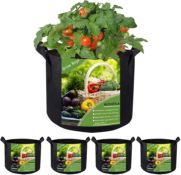 RRP £60 Set of 4 x 10 Gallon Plant Grow Bags with Handles, Aeration Smart Fabric Pots