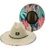 RRP £836 Set of 38 x UK Straw Hat Printed Brim Summer Beach Sun Hat Hawaii RRP £22 Each