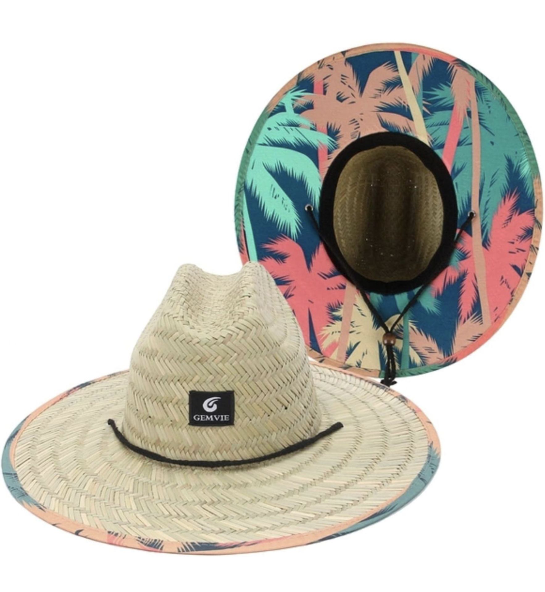 RRP £836 Set of 38 x UK Straw Hat Printed Brim Summer Beach Sun Hat Hawaii RRP £22 Each