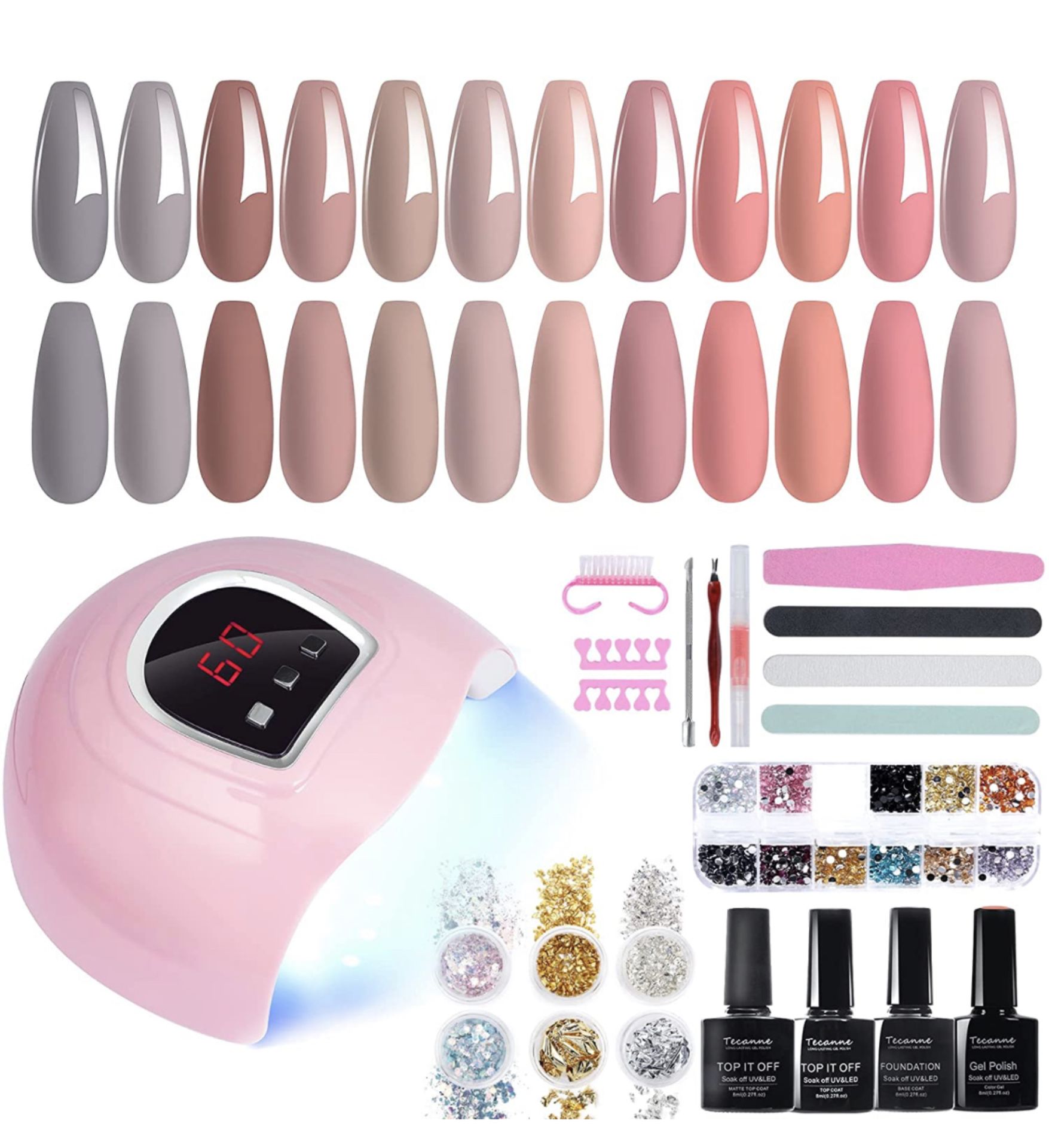 Tecanne Gel Nail Kit with Lamp UV LED Nail Lamp Kit, Set of 2 RRP £66