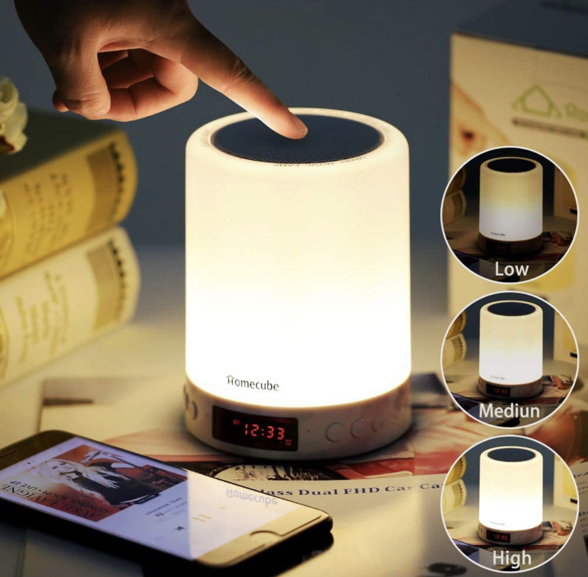 Homecube Touch Bedside Lamp Bluetooth Speaker RRP £27.99
