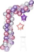 RRP £170 Set of 10 x Purple Metallic Chrome Pink Balloons Garland Arch Kit 62Pcs Unicorn Theme
