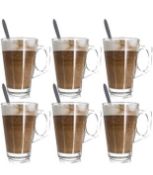 RRP £112 set of 8 x Fusion 6-Pack Latte Glasses with Latte Spoons