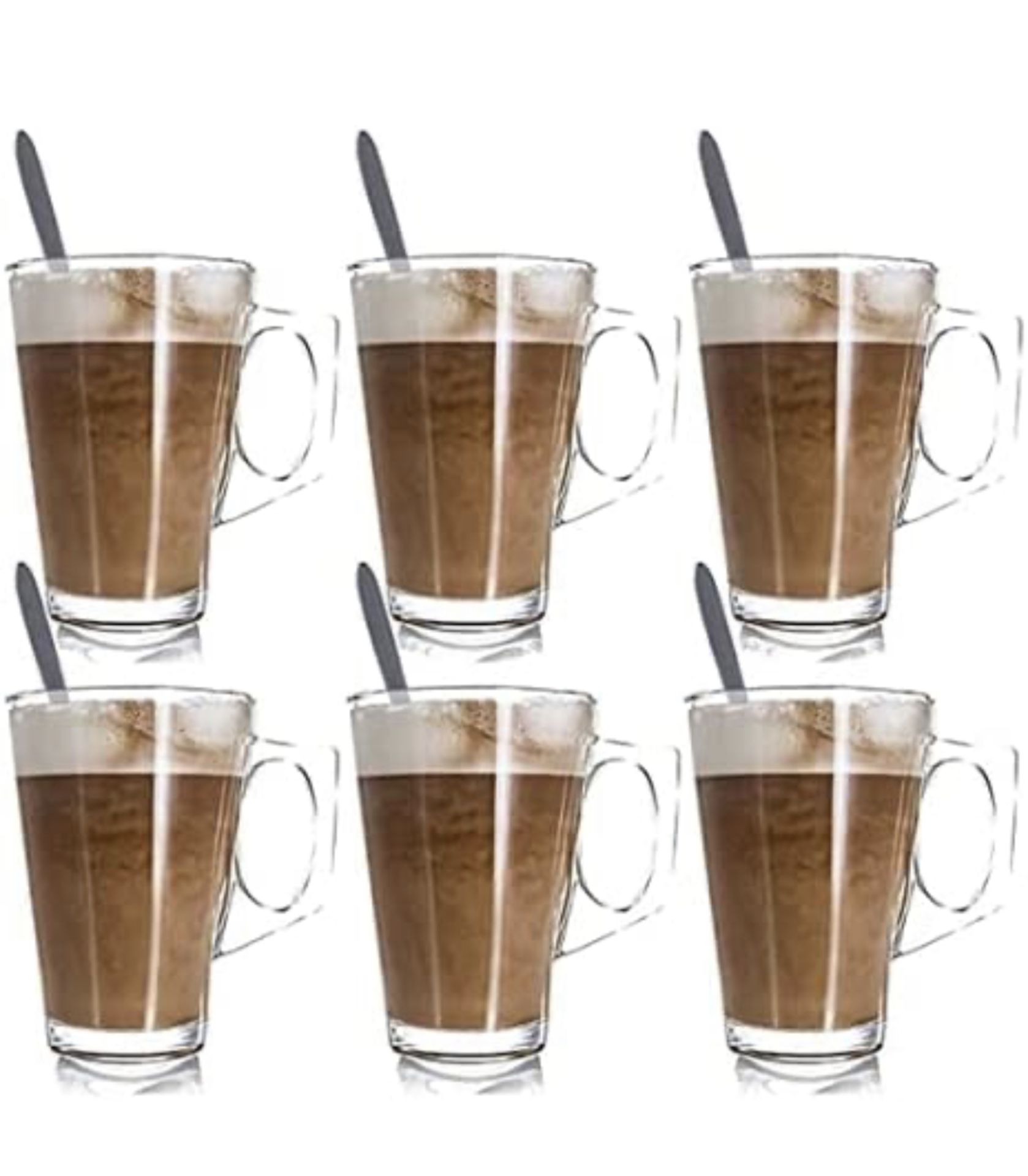 RRP £112 set of 8 x Fusion 6-Pack Latte Glasses with Latte Spoons