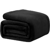 Wavve Super Soft Fleece Blanket Black Bed Throw, King Size