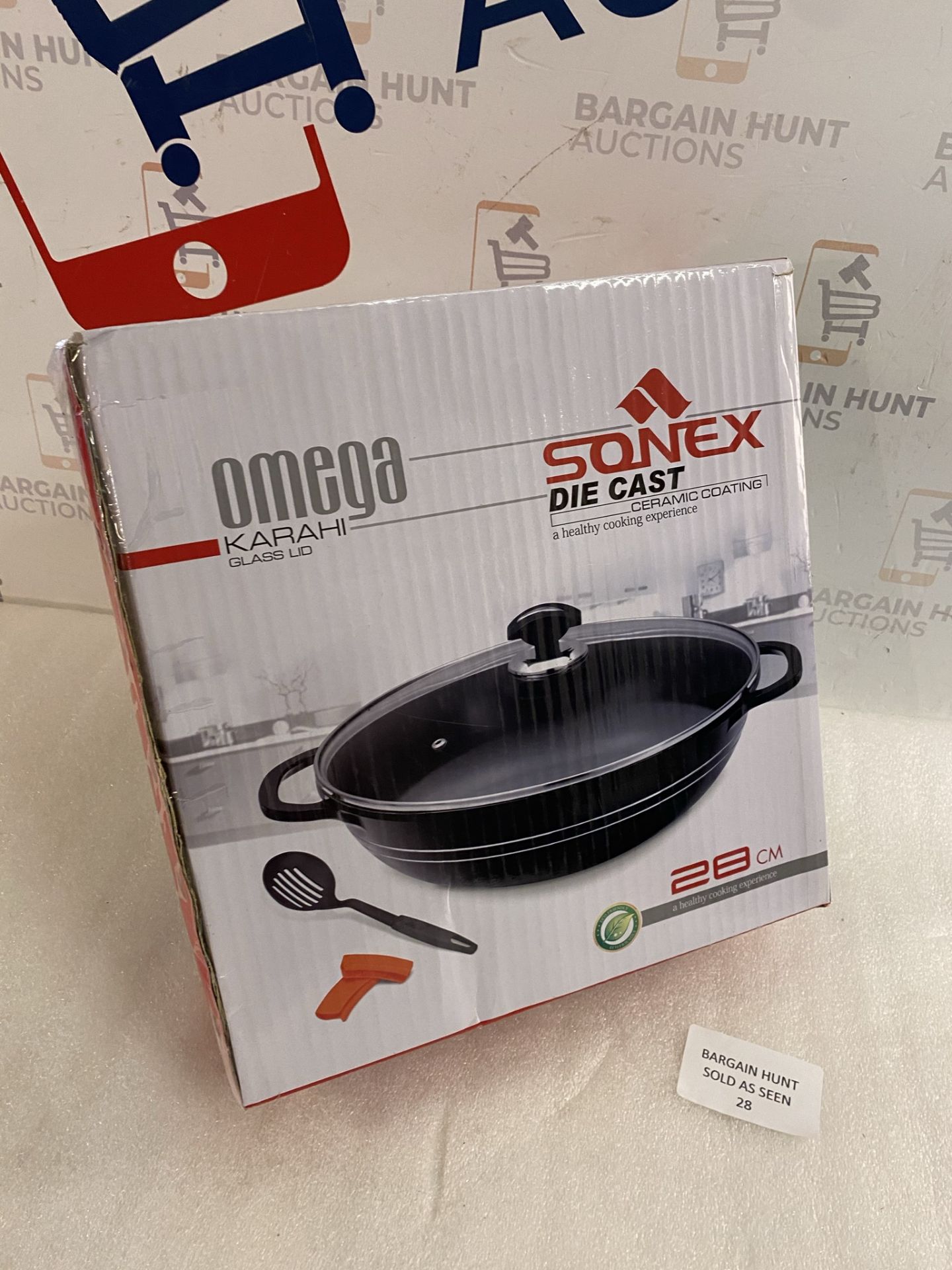 Sonex Die Cast Premium Marble Coated Wok Cooking Pot with Lid