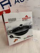 Sonex Die Cast Premium Marble Coated Wok Cooking Pot with Lid