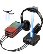 RGB Light Up Headphone Stand 3-Port USB Charging Station