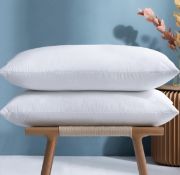 RRP £64.99 Umi Pack of 2 White Goose Feather Pillows with 100% Cotton Fabric