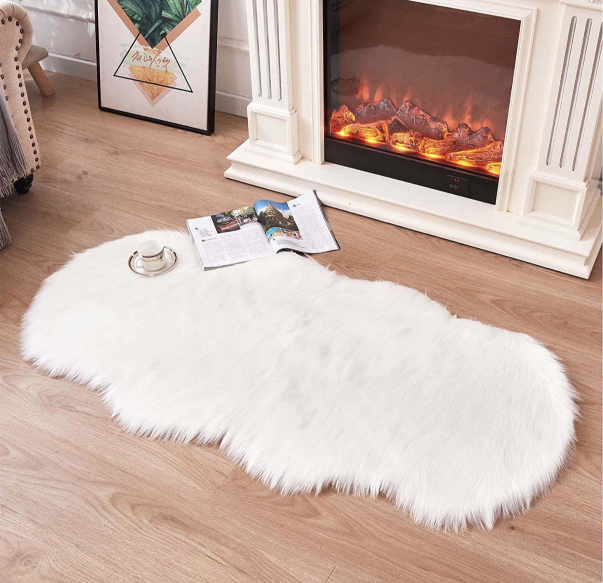 Faux Sheepskin Rug Soft Fur Area Rug, 70 x 140 cm Anti-Skid Carpet