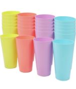 Belle Vous Coloured Plastic Cups 24-Pack Reusable Camping Picnic Cups RRP £31.99