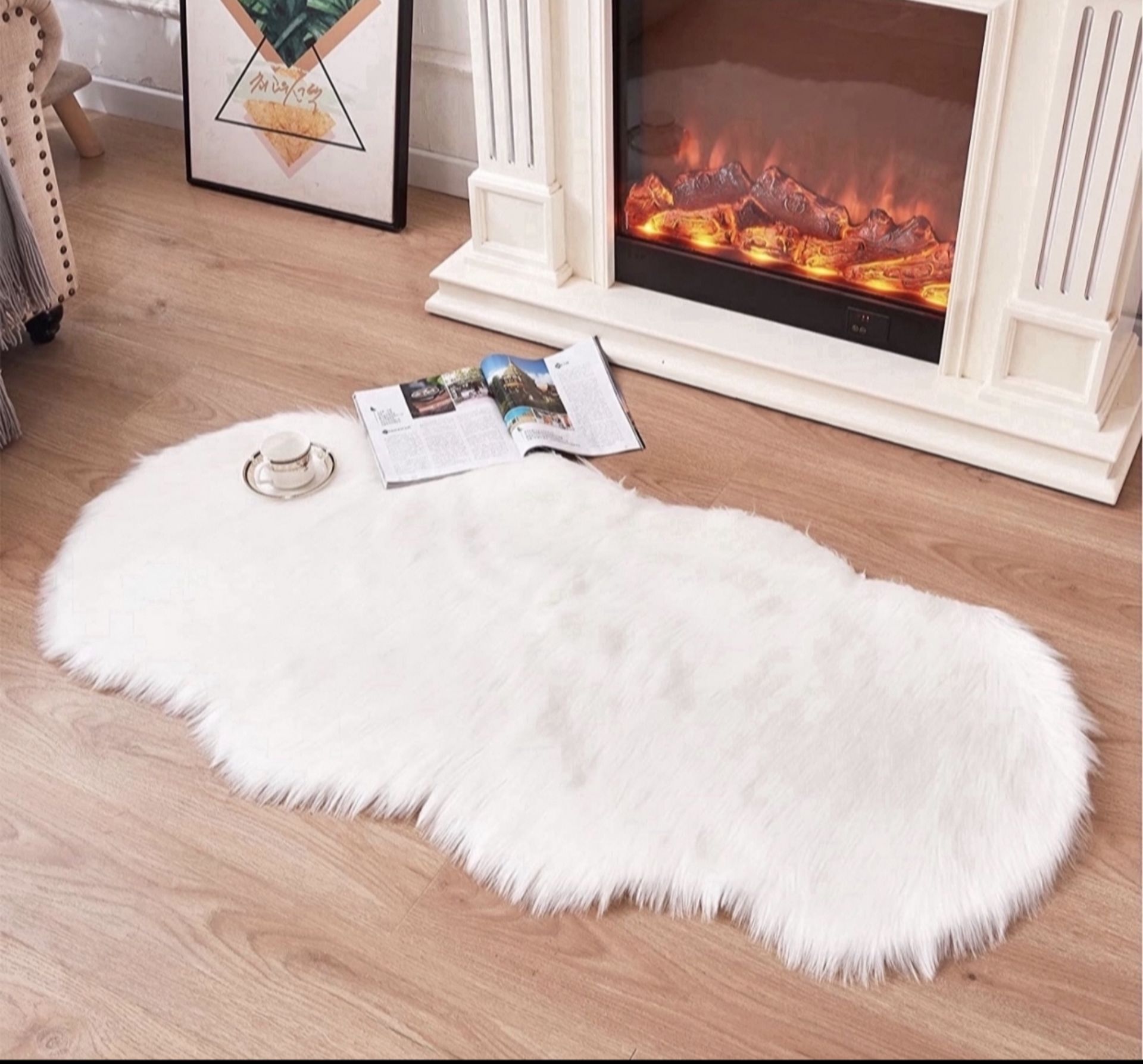Faux Sheepskin Rug Soft Fur Area Rug, 70 x 140 cm Anti-Skid Carpet