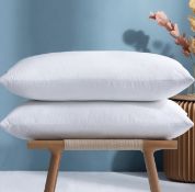 RRP £64.99 Umi Pack of 2 White Goose Feather Pillows with 100% Cotton Fabric