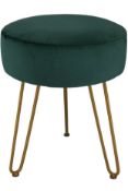 Tnavy Vanity Foot Stool Round Velvet Upholstered Footrest RRP £36.99