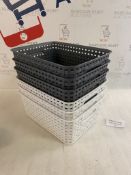 Rinboat Plastic Weave Storage Basket, Set of 6