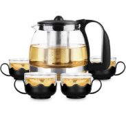 Glass Teapot Set with 4 Glasses