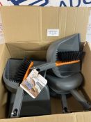 Casabella Dustpan and Brush Set, Orange and Graphite, Set of 6