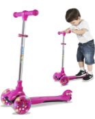 KickFun 3-Wheel Scooter LED Light Up Wheels Kick Scooter