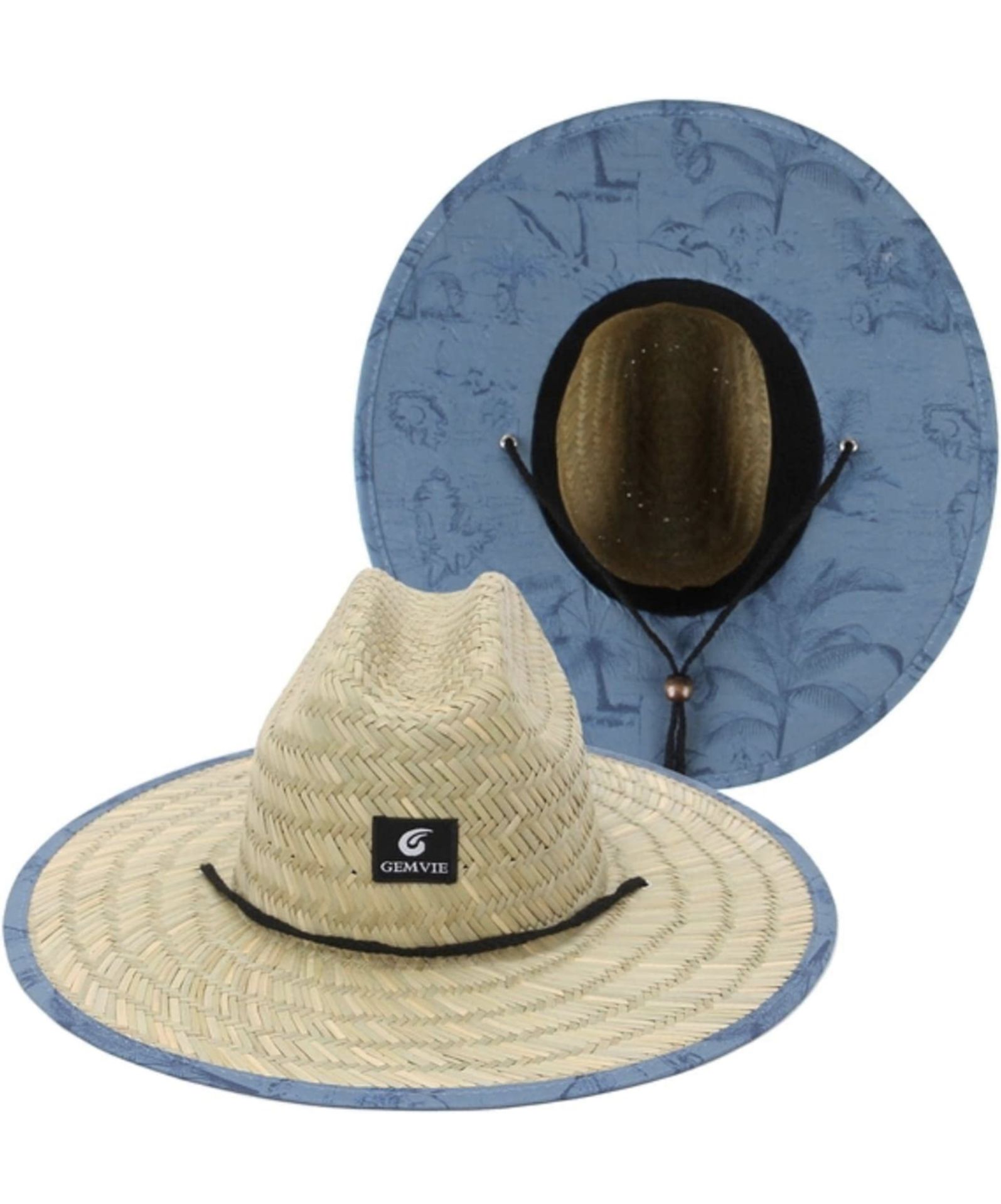 UKKD Straw Hats Printed Brim Summer Beach Hats, Set of 6 RRP £132
