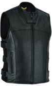 Leatherick Men's Motorcycle Warrior Style Tactical Leather Waistcoat, XL RRP £59.99