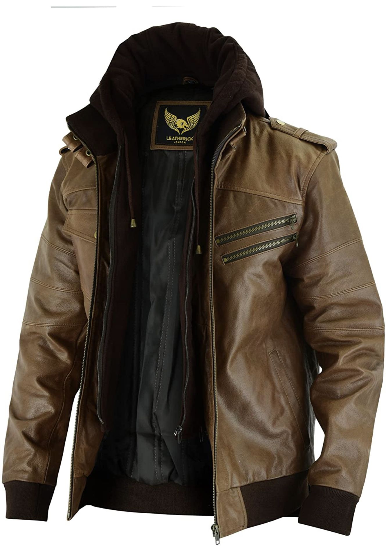 Leatherick Victor Men's Brown Leather Jacket, XL RRP £84.99